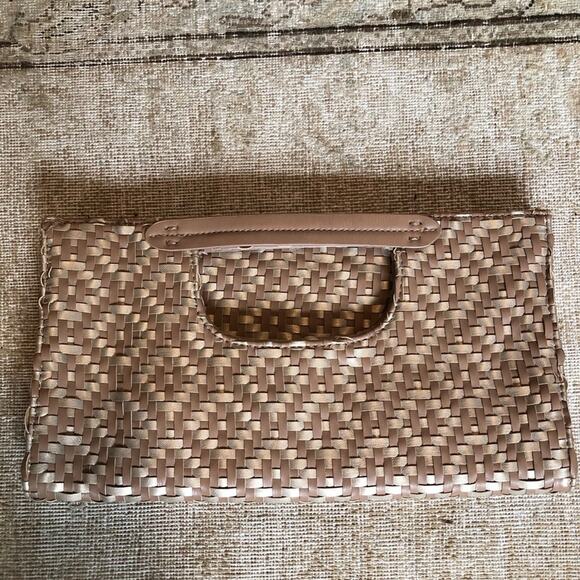 Like New Anthropologie Cara Woven Fold Over Clutch Handbag - Picture 5 of 12